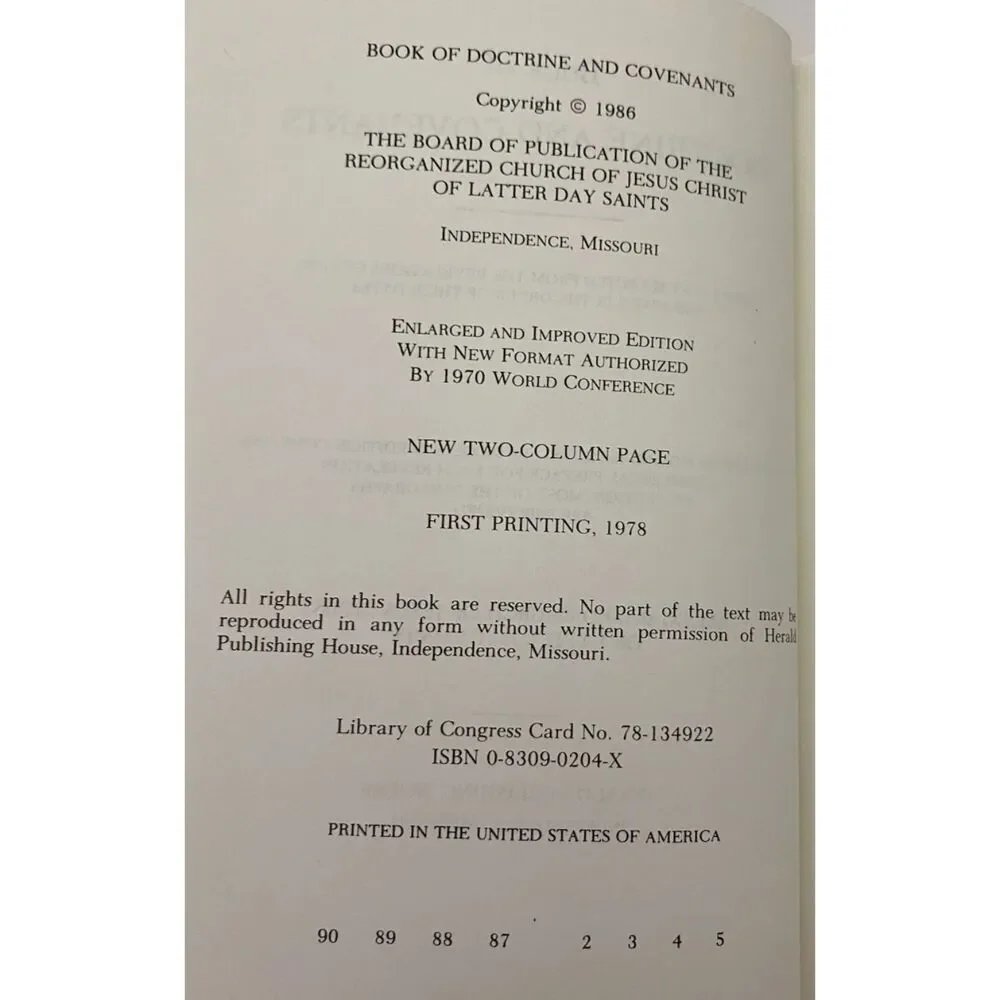 Doctrine and Covenants -  Herald Temple Edition 1978-With Box